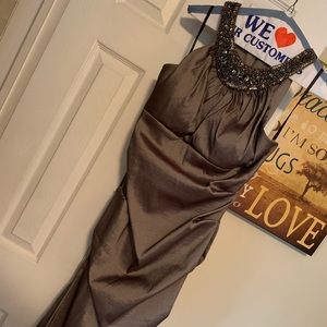 Size 12, Xscape by Joanna Chen. Silver/Taupe.